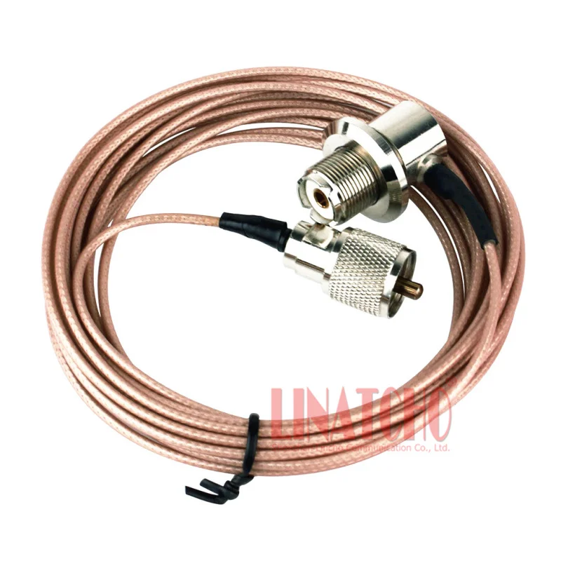 15ft RG316 PL259 male to SO239 right angle TM-471A FT-1807 IC-2820  car radio antenna cable
