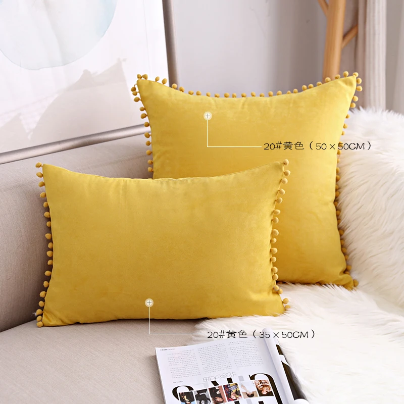 Cilected сплошная подошва, декоративная наволочка на подушку для дома Спальня диванные подушки Чехол с помпонами диван чехлы на сиденья 30X50 см/50X50 см - Color: Style20