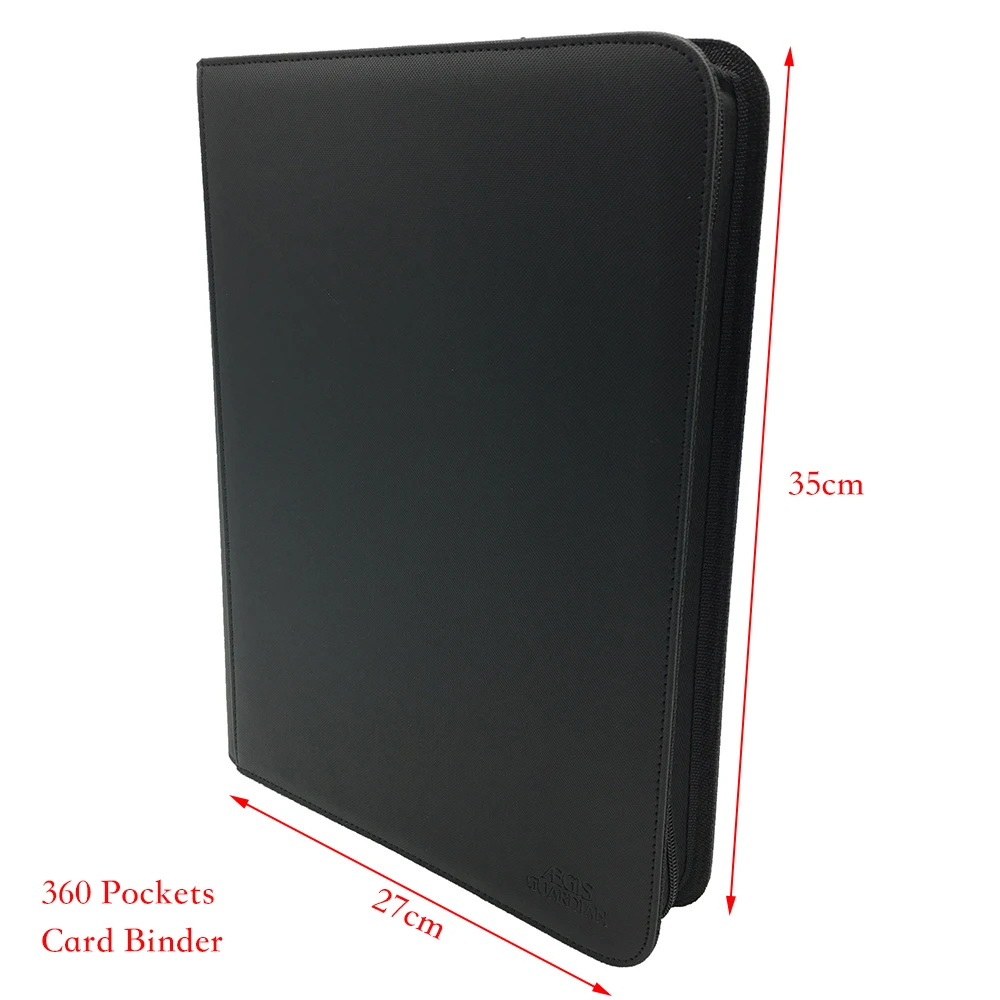 

AEGIS GUARDIAN 9-Pocket Double-Sided TCG Card Album Folder, 360 Pockets Side Insert Premium ZIP Card Binder Collector, Black