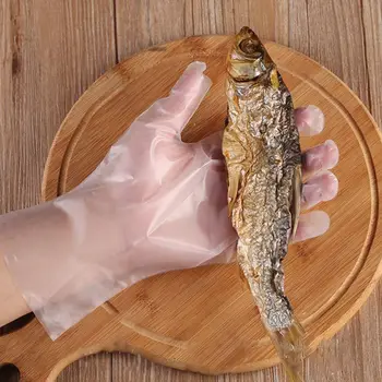 

50PCS Food Plastic Gloves Disposable Gloves for Restaurant Kitchen Gloves K4UB