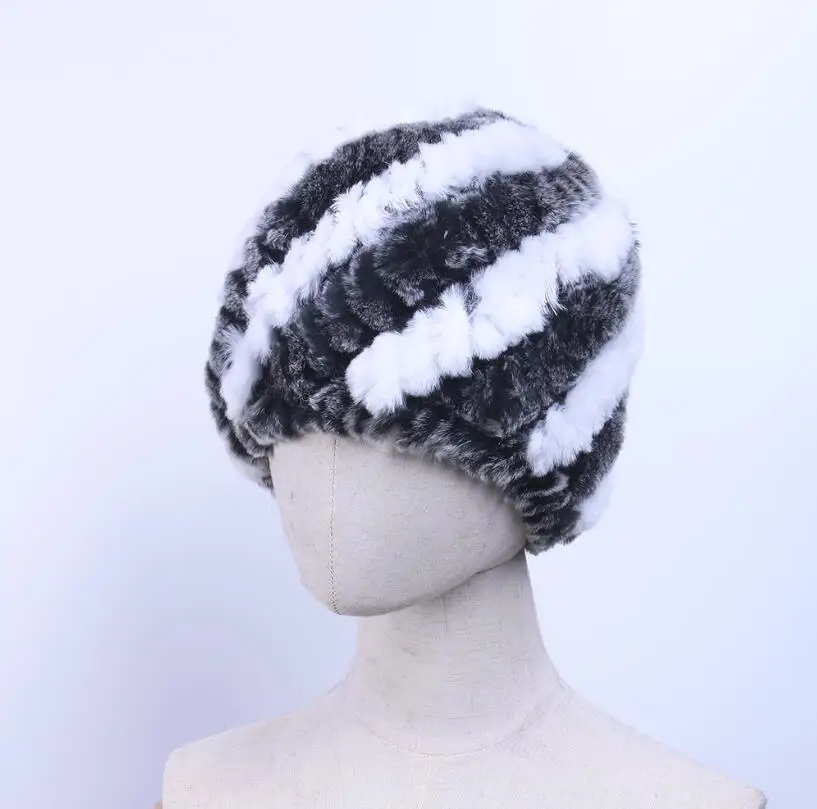 white grey YC Fur классический стиль женские зимние шапки шапочки теплые вязаные натуральный мех кролика рекс бини зимняя теплая шапка из натурального меха женская шапка - Цвет: white grey
