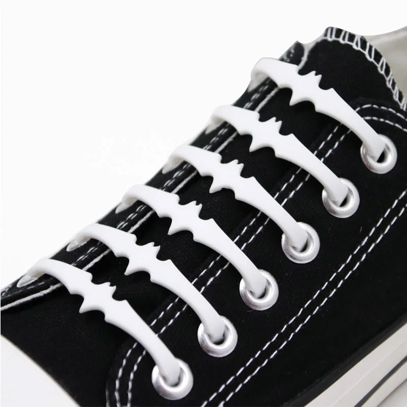 New 1 Set 16 Roots Men Metal Lock Lacing Elastic Without Necktie Lace Adult Children Fashion Not Tie Laces Sports Lace Bat Shape