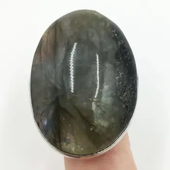 

Free Shipping Beautiful jewelry Natural Labradorite Women Men Art Oval Ring 7~12" Adjust Size PC8463