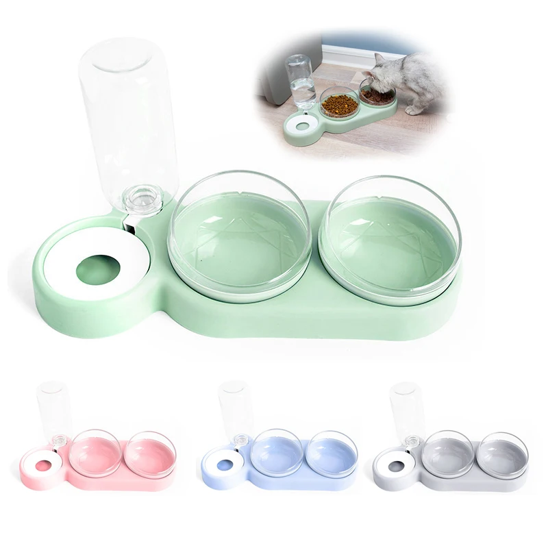 Pet-Feeder Pet-Products Food-Bowl Water-Dispenser Cats Drinking Automatic Dogs for 2-In-1