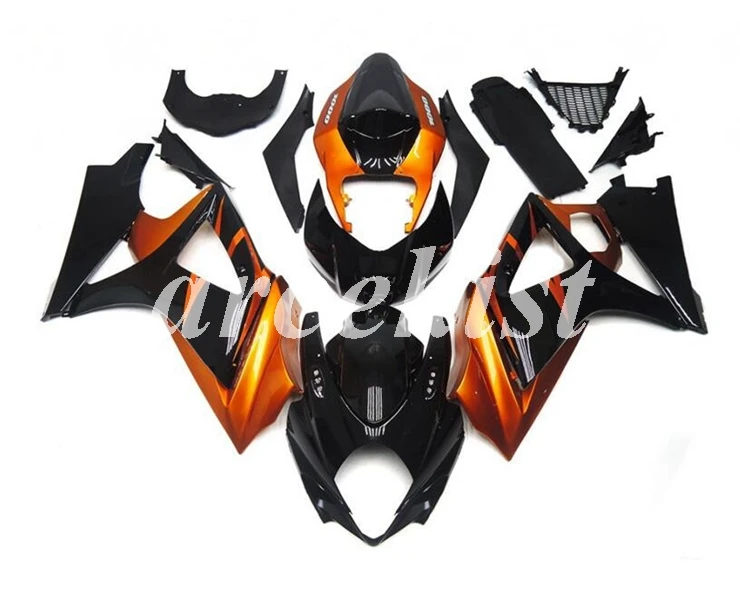 ABS мотоцикл обтекатели комплект подходит для Suzuki GSX-R1000 K7 2007 2008 GSXR1000 07 08 Кузов Набор оранжевый черный