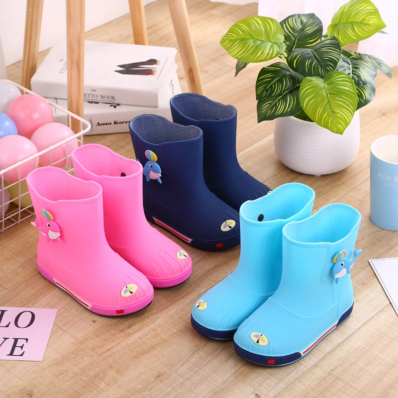 Botas de lluvia para niños, zapatos de Cachemira para mantener el calor, antideslizantes con dibujos de delfines, versión coreana|Botas| - AliExpress