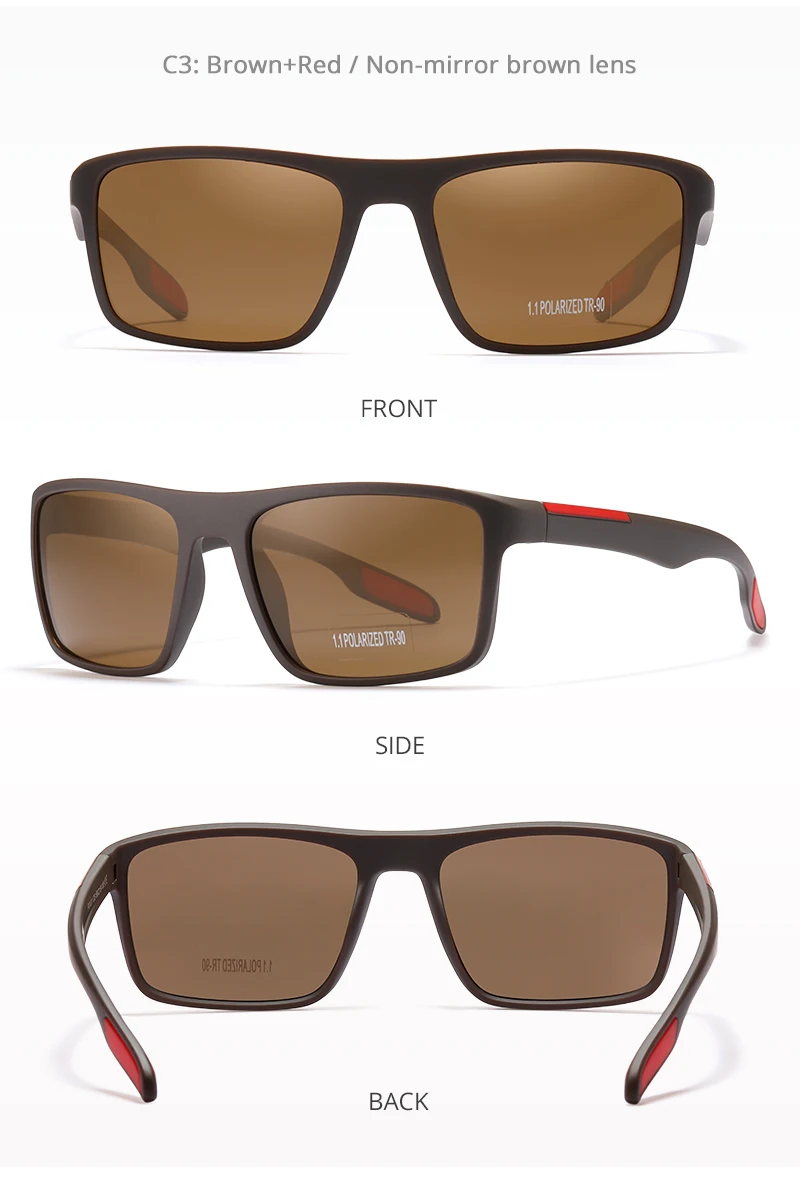 Rectangular Ultra Light TR90 Sunglasses Men Polarized TAC 1.1mm Thickness Lens Driving Sun Glasses Women Sports Cat.3