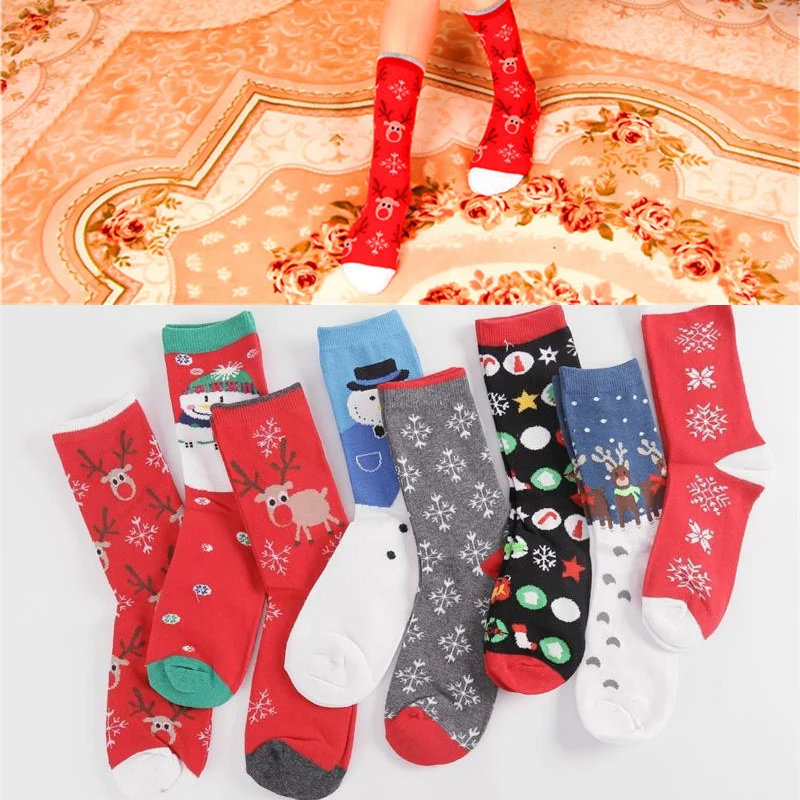 Женские рождественские носки, японские хлопковые цветные милые забавные Носки с рисунком счастливого снеговика, лося для женщин, мужчин, девочек, рождественский подарок