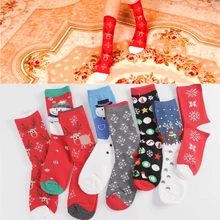 Женские рождественские носки, японские хлопковые цветные милые забавные Носки с рисунком счастливого снеговика, лося для женщин, мужчин, девочек, рождественский подарок