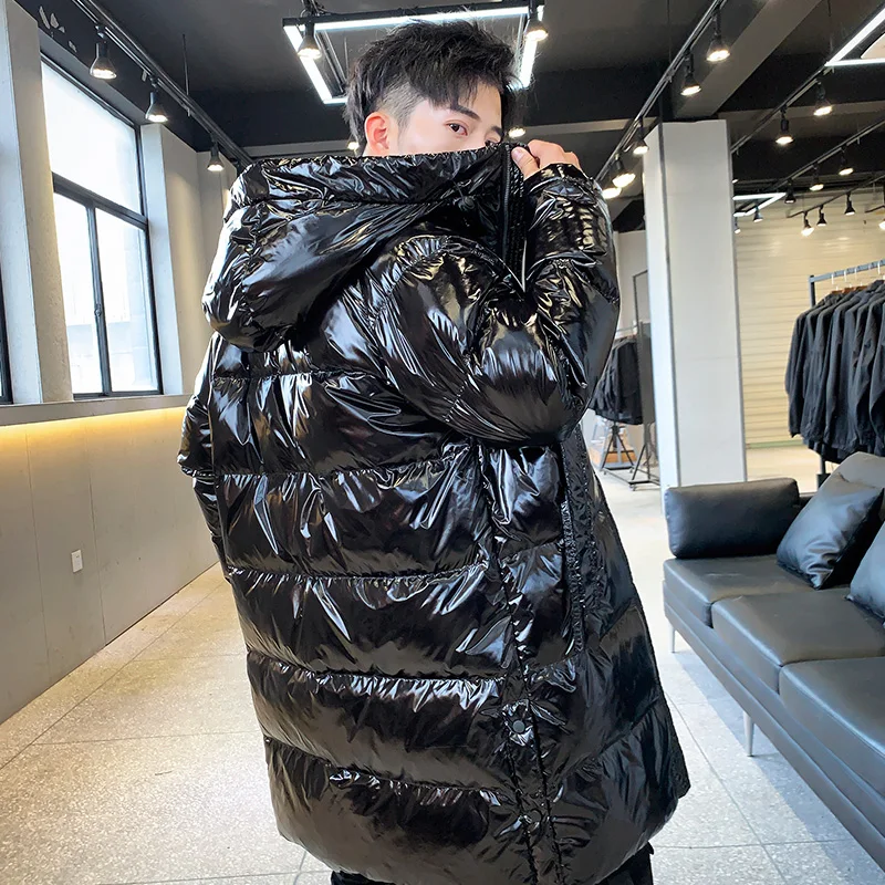 H.S.BONNIE Men's Winter Long Hooded Duck Outdoors Outerwear Winter Male Casual fashion down jacket Coat Menswear plumones