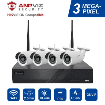 

Anpviz 4CH WIFI NVR 4pcs 3MP Bullet IP WIFI Camera Bullet and PTZ Outdoor Security System ONVIF H.265 CCTV Video NVR Kit