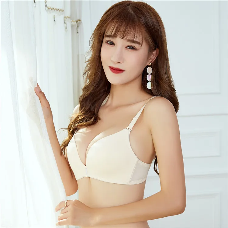

Women Fashion Sexy Bra double size super Push Up Bra Double seamless Padded Up Bra one piece gather breast lady bra