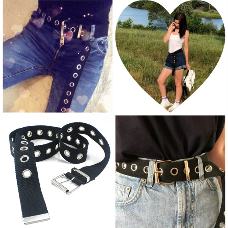 

Fashion Black white Canvas Belt for Women Casual Female Waist Belts Buckle Harajuku Solid Color Long Belts ceinture femme