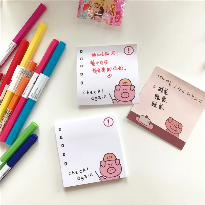 AngelHere Store Kawaii блокнот для заметок портативный милый поросенок проект Tearable memo Note для мальчиков девочек satiery офисные школьные принадлежности