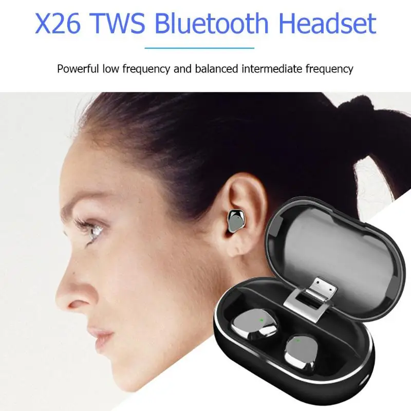 X26 TWS Беспроводные Bluetooth 5,0 наушники Handsfree True IPX7 водонепроницаемые беспроводные стерео наушники черный/красный/серебристый
