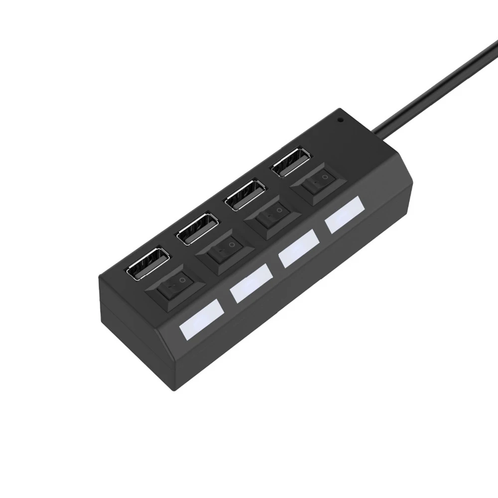 1 шт., размер: 4, Порты и разъёмы Micro USB концентратор 2,0 USB высокоскоростной разветвитель с индивидуальным включения/выкл Порты и разъёмы переключатели для планшет ноутбук компьютер Тетрадь - Color: Black