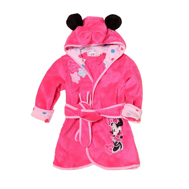 Pink Детский халат с героями мультфильмов фланелевый Халат для малышей детский купальный Халат с капюшоном и длинными рукавами милые халаты для девочек и мальчиков с животными детская одежда - Цвет: Pink