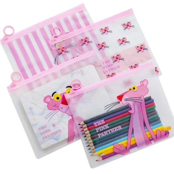 

Pink Leopard Ring Pencil Case Office Stationery and School Supplies High Capacity Plastic Pencil Bag 1PCS