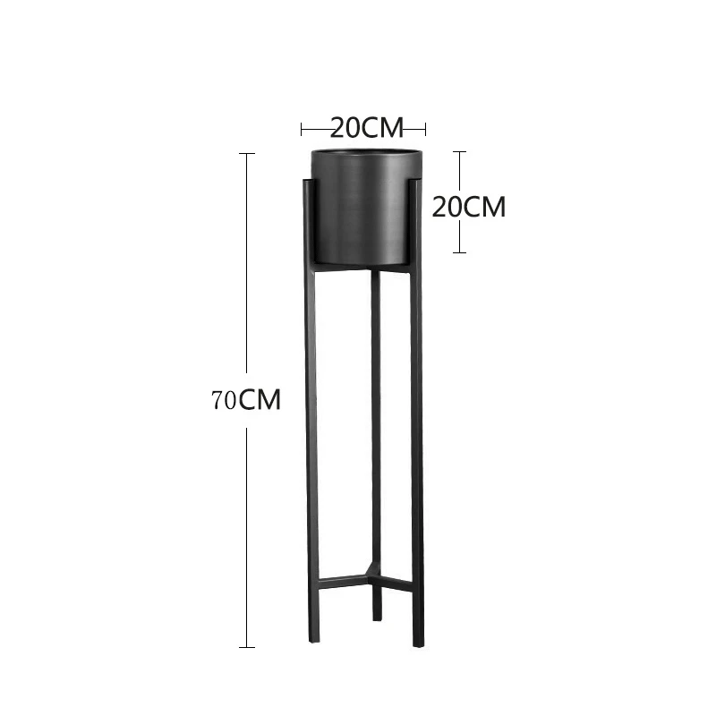 black M 70x20cm Металлическая подставка для растений в скандинавском стиле для гостиной, для помещений, короткая напольная железная стойка с цветком, металлическая подставка для балкона, металлическая полка - Цвет: black M 70x20cm