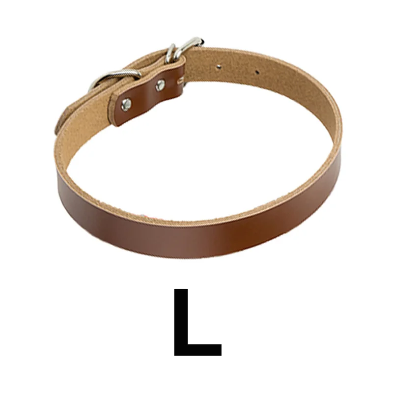 L-brown-Collar Ошейник для собак из натуральной кожи, поводок для домашних животных, поводок для собак, поводок для собак, маленький средний и большой регулируемый поводок для домашних животных - Цвет: L-brown-Collar