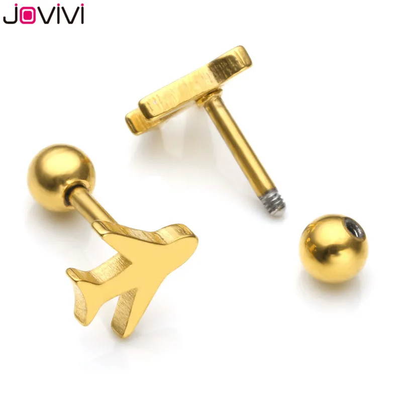 Jovivi 16G серьги-гвоздики из нержавеющей стали, серьги-гвоздики, спиральный для хряща, бар, пирсинг для пупка, штанга, серьги для пирсинга