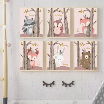

Rabbit Bear Fox Deer Raccoon Owl Nursery Wall Art Canvas Painting Nordic Posters And Prints Wall Pictures Baby Kids Room Decor