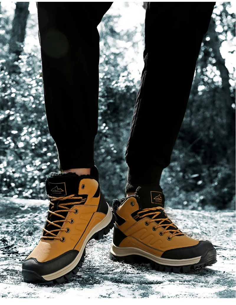 Merkmak/ г. Зимние ботинки классические ботильоны на шнуровке, теплая Нескользящая рабочая обувь износостойкие мотоботы большого размера