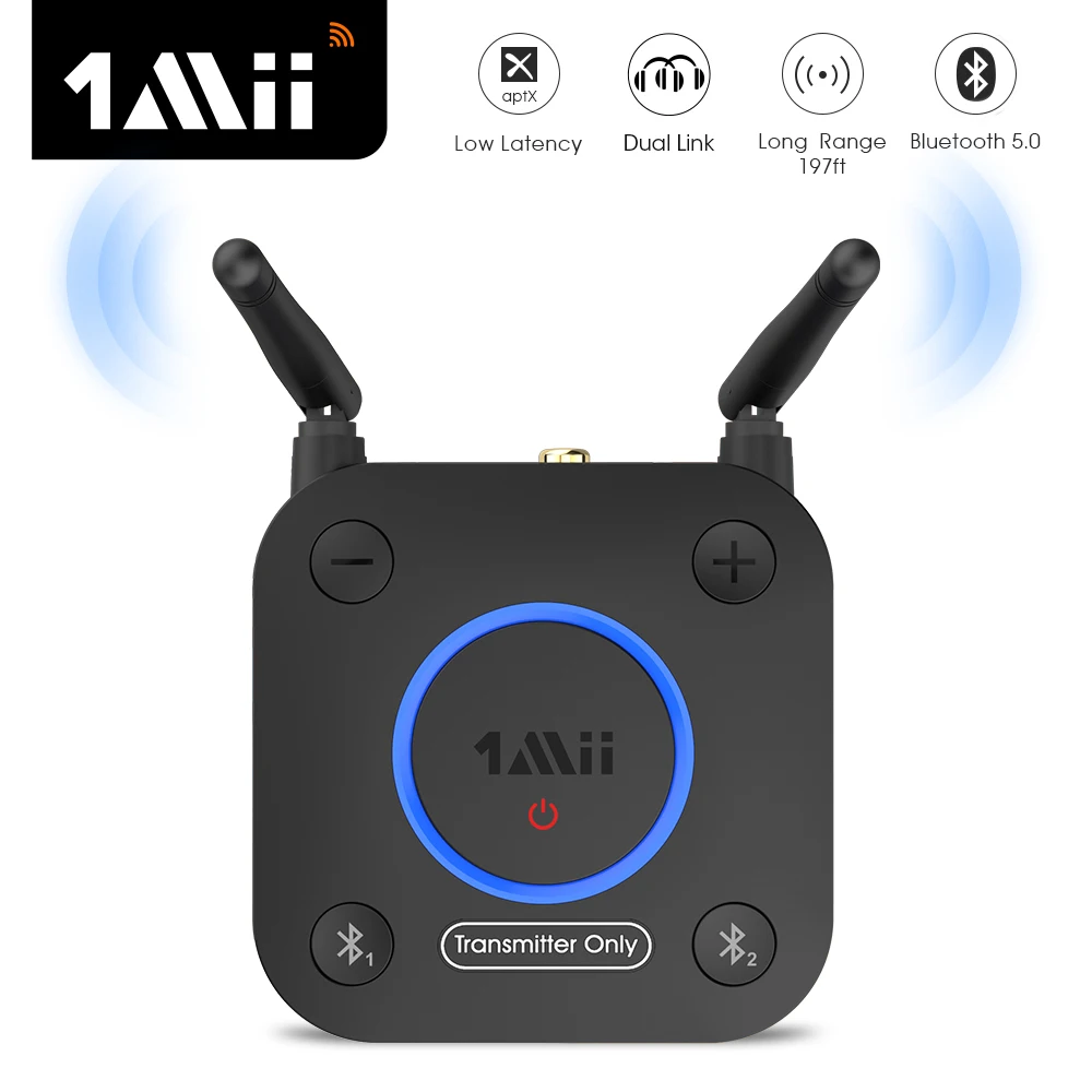 Фото Bluetooth передатчик 1Mii B06TX, аудио Aptx LL HD, двухсторонний коаксиальный Оптический RCA 3,5 мм, Aux беспроводной адаптер для ТВ, ПК, наушников # №1