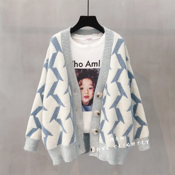 Женский осенне-зимний свободный свитер кардиган длинный рукав v-образный вырез трикотажная верхняя одежда пальто свитера куртка Топ женский