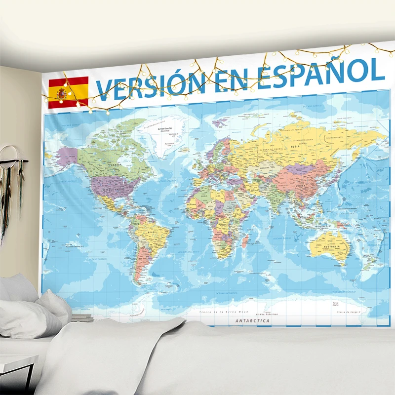 Spain Map Tapestry Wall Hanging Bohemian Style Art Science Fiction Psychedelic Mandala Living Room Home Decor tapestry decorations