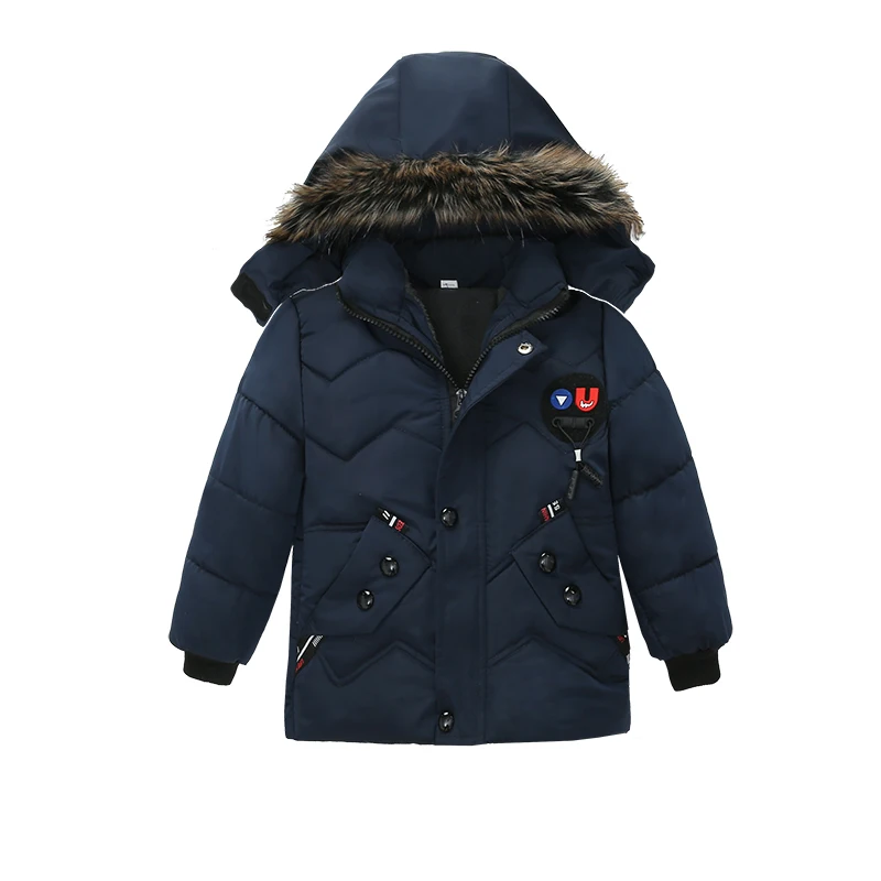 Navy blue Kids Winter Jackets Autumn Jacket For Boys Coat Baby Boy Jackets Boys Thick Hooded Warm Outerwear Children Clothes Coat 2-5 year - Цвет: Navy blue