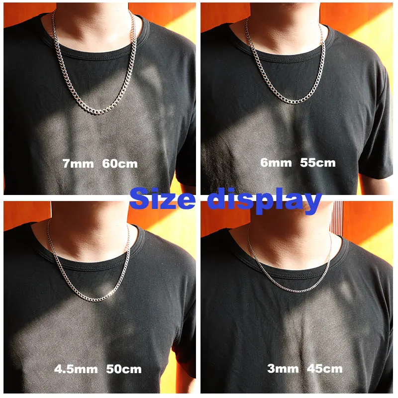Stainless Steel Necklace for Men Women Curb Cuban Link Chain Jewelry Gifts