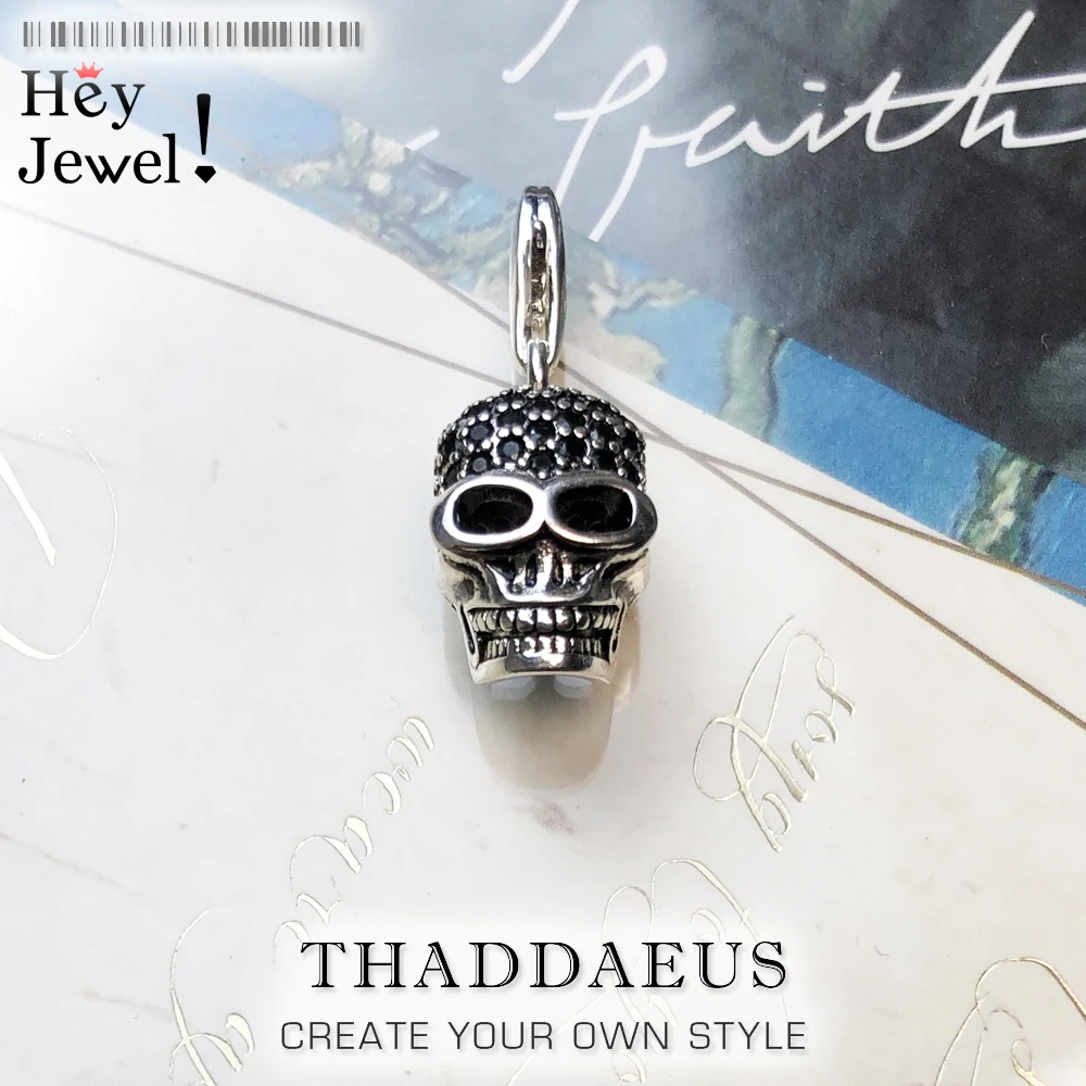 Женский и мужской кулон с черепом винтажный Шарм браслет вечерние подарки из стерлингового серебра 925 пробы
