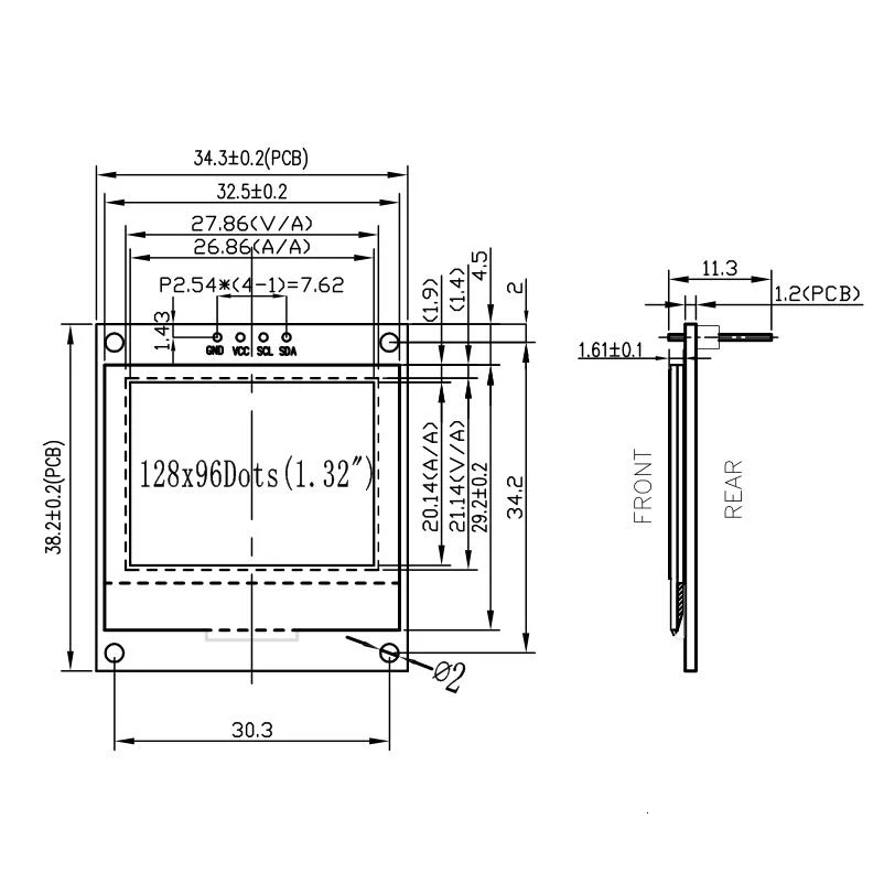 1 шт. 1,32 дюймовый oled белый/желтый 128x96 lcd ssd1327 драйвер с градацией серого HD lcd модуль iic интерфейс экрана