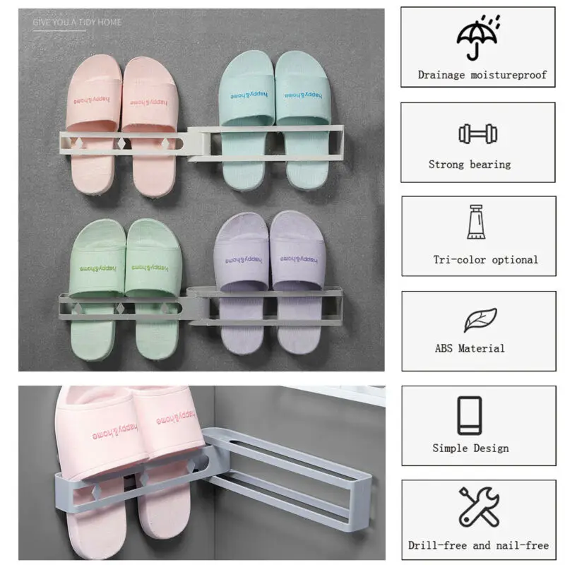 

New 2019 Plastic Shoe Racks Stand Wall Holder Shoes Cabinet Self-adhesive Display Shelf Organizer Wall Rack 1 pc