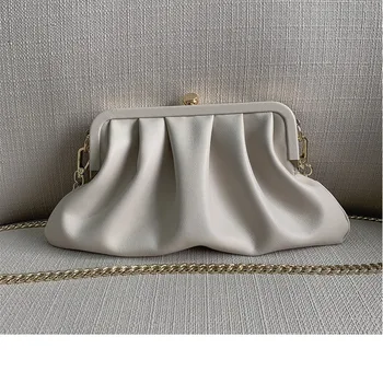 

Brand Luxury Clip Cloud Bag Cowhide Leather Shoulder Bag 2020 New Handbag Female High Quality Small Hand Purse Dumpling Bag