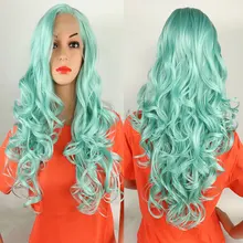 BM светильник синий надувной объемная волна Синтетический 13*4 парик фронта шнурка жаростойкое волокно естественная линия волос боковое расставание для женщин парики