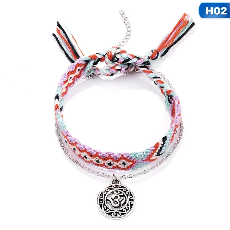 BDY1071H02 Boho синие Бусины многослойный ножной браслет для женщин пляжные аксессуары этнические ручной браслет летние украшения для тела - Окраска металла: BDY1071H02