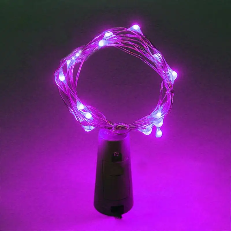 10 светодиодный солнечный инструмент для установки пробок в бутылки форма Рождественская вечеринка Рождество сияющий светодиодный медный гирлянда провода гирлянда сказочные огни - Испускаемый цвет: purple