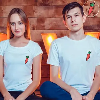

couple matching t shirt for lovers cotton carror print summer clothes girlfriend and boyfriend funny women streetwear tops tees