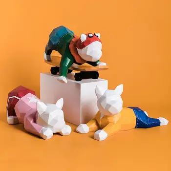 

NORDIC STYLE MODERN FRENCH BULLDOG SCULPTURE ANIMAL RESIN STATUE CUTE GEOMETRIC DOG FIGURINE HOME DECORATION ACCESSORIES CRAFTS