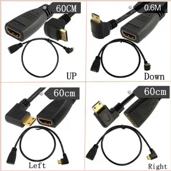 

HDMI A female to Mini HDMI C male 90° angled plug convertor cable adapter 1080P for cameras Projection LCD and other HD devices