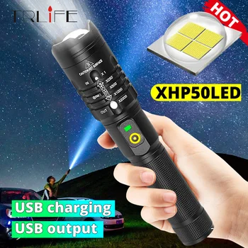 

Most Powerful LED Flashlight XHP50.2 USB Rechargeable Torch XHP50 USB Zoom Lantern Hunting Lamp Self Defense Use 18650