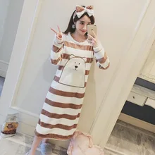 Фланелевая Толстая мягкая теплая ночная рубашка, ночная рубашка с круглым вырезом, домашняя одежда, зимняя женская домашняя одежда, одежда для сна, домашняя одежда