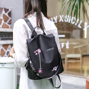 

2020 Casual Oxford Backpack Women Black Waterproof Nylon School Bags for Teenage Girls High Quality Fashion Travel Tote Packbags