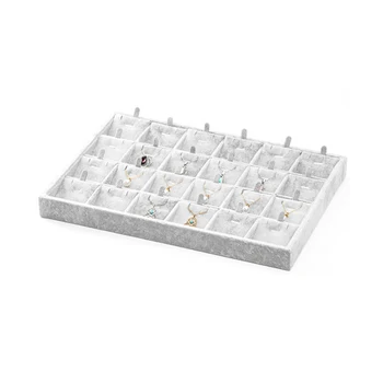 

New Solid Wood Jewelry Display Tray Dark Grey Necklace Bracelet Ring Dispaly Tray Stand for Shop Counter