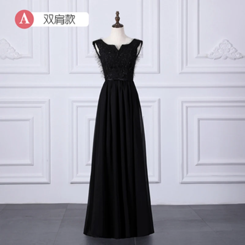 Vestido Azul Марино Свадебная вечеринка элегантное, длинное, шифоновое розовое и черное свадебное платье пикантная обувь для выпускного вечера Junior платье подружки невесты