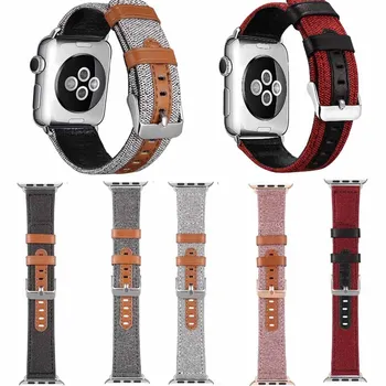 

iwatch 4 Fabric leather loop strap for apple watch bands 42mm 44mm series 5/4/3/2/1 wristband for iwatch band 38mm 40mm bracelet