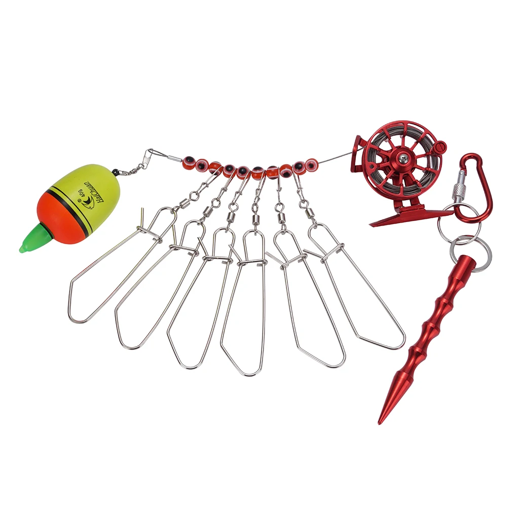 Прочный Рыбий Стрингер Комплект рыболовный замок Пряжка живой рыбный замок ремень с 6 оснасткой крюк поплавок стальная катушка рыболовные аксессуары снасти
