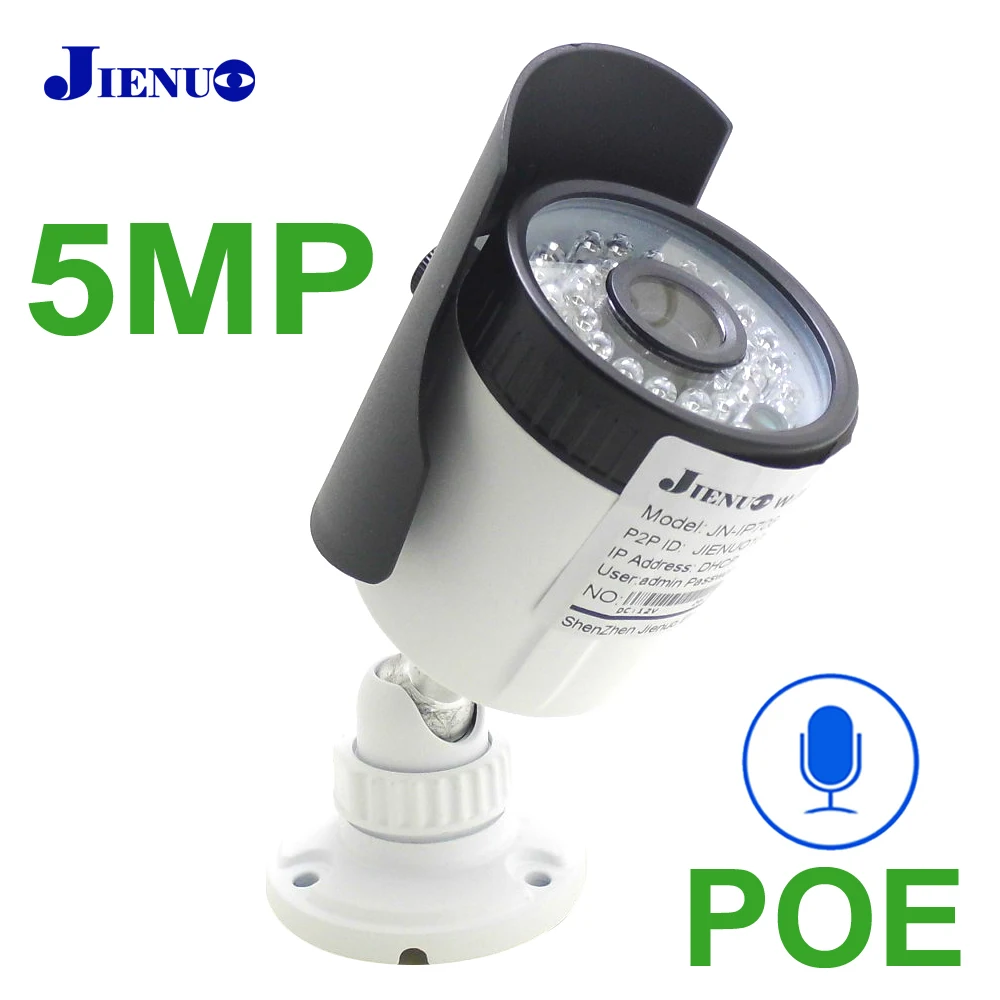 

JIENUO 5MP POE Ip Camera Audio HD Cctv Security Video Surveillance IPCam Outdoor Waterproof Night Vision Infrared HD Home Camera